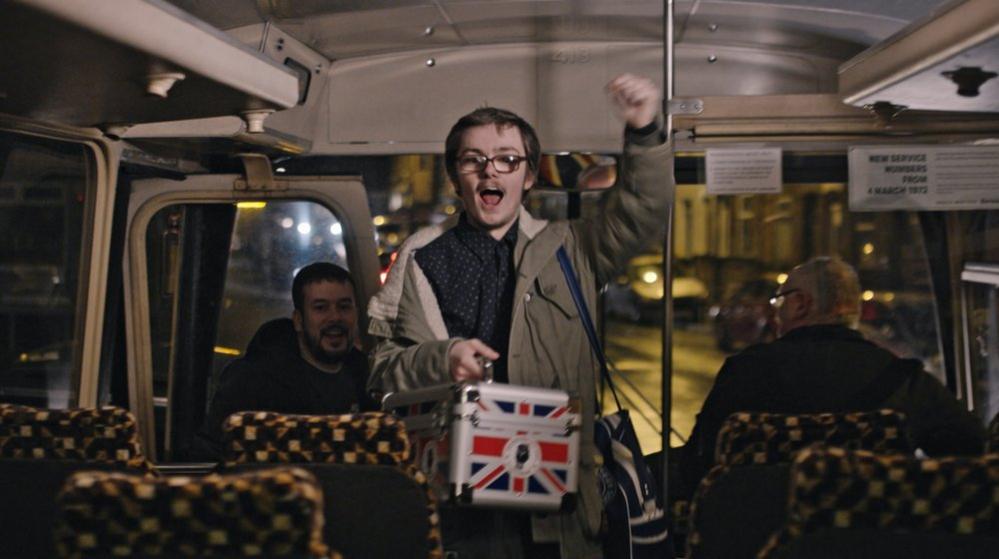 Anthony and Luke on the birthday bus