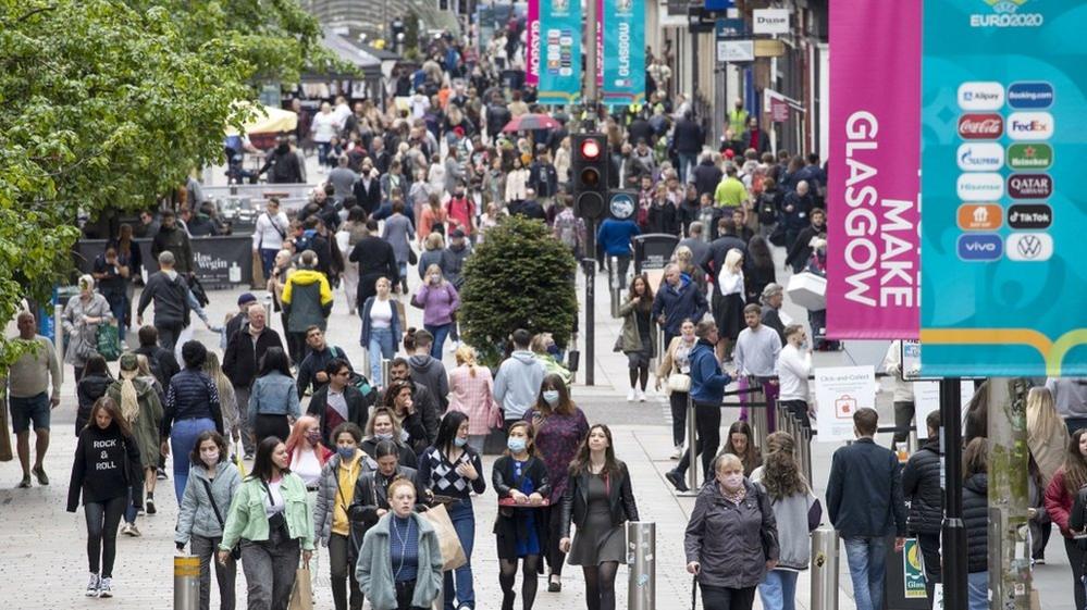 Crowds of people in Glasgow