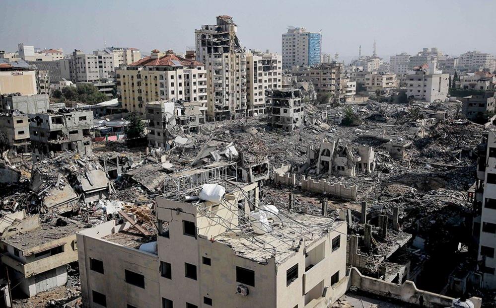 A picture shows destroyed buildings in Gaza City on the northern Gaza strip following weeks of Israeli bombardment, as a four-day ceasefire took effect on November 24, 2023