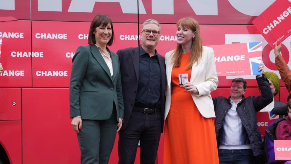 Left to right: Reeves, Starmer and Rayner during the election campaign