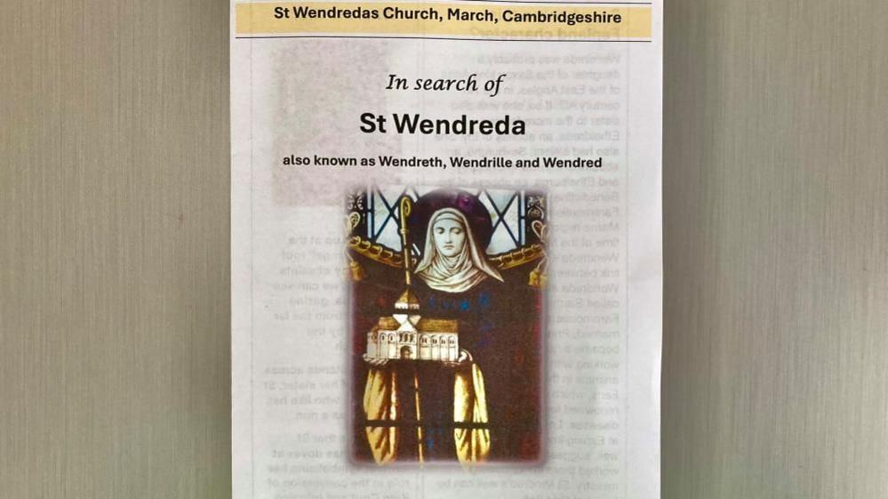 Front of church leaflet about Wendreda