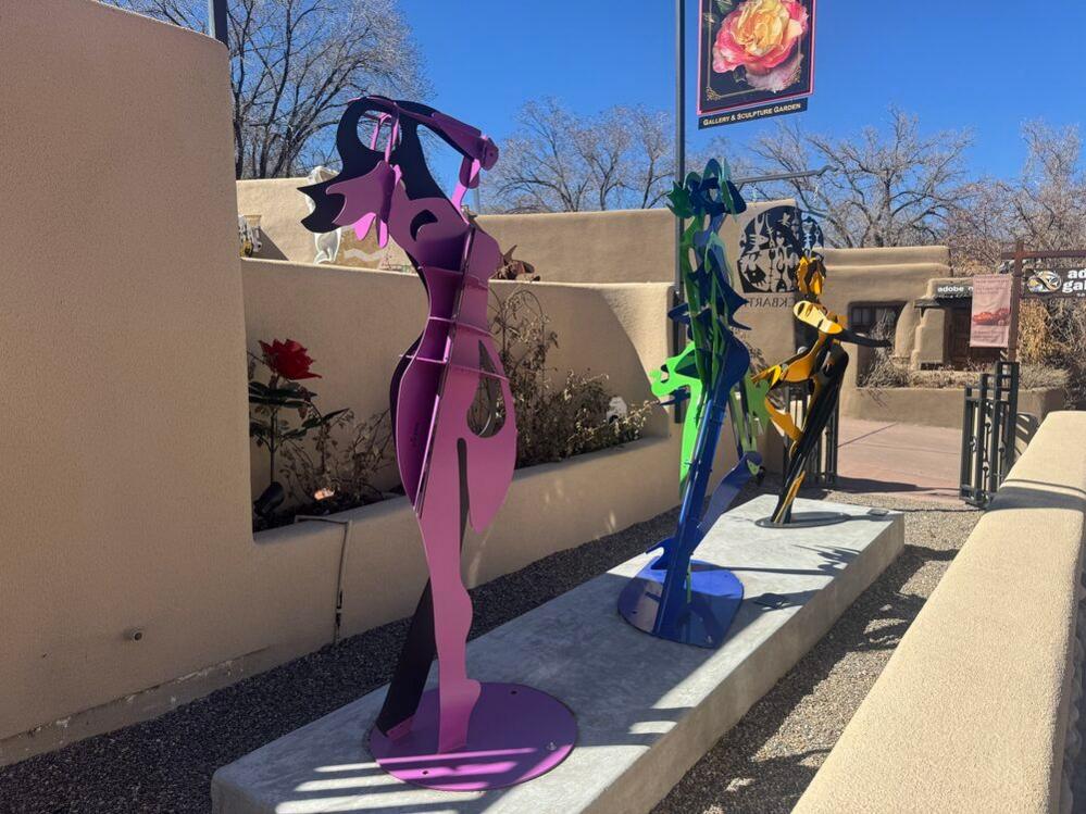 colourful sculptures on the streets of Santa Fe