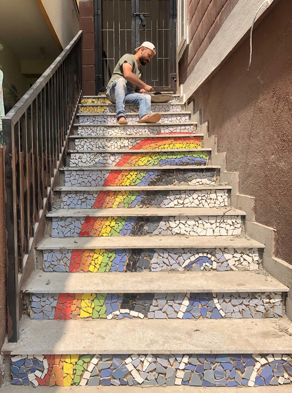 Rainbow on steps