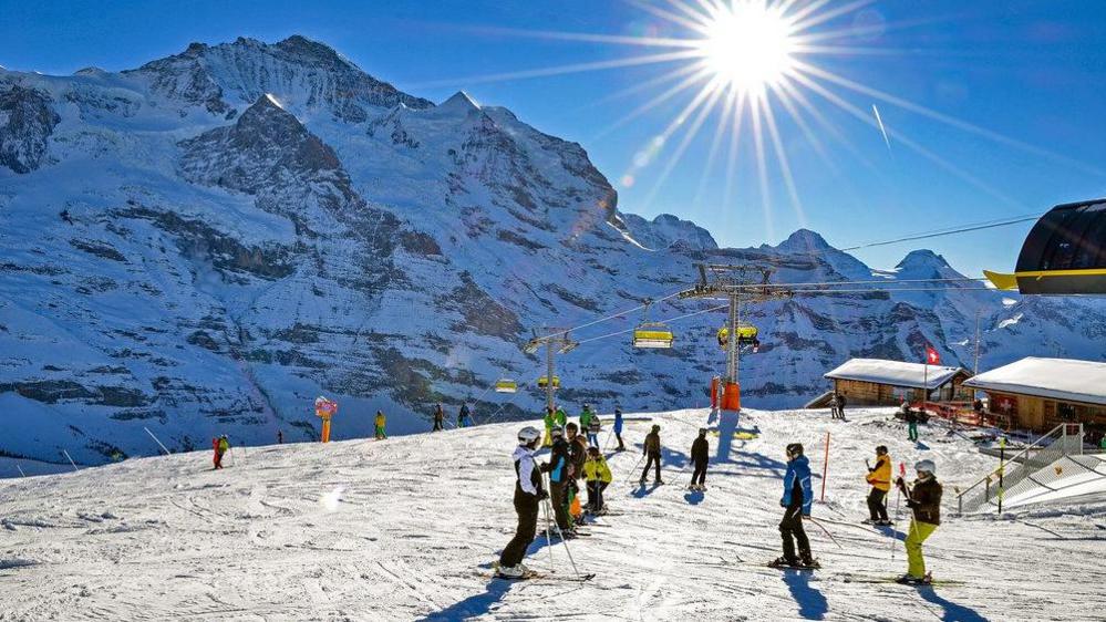 People skiing in Switzerland