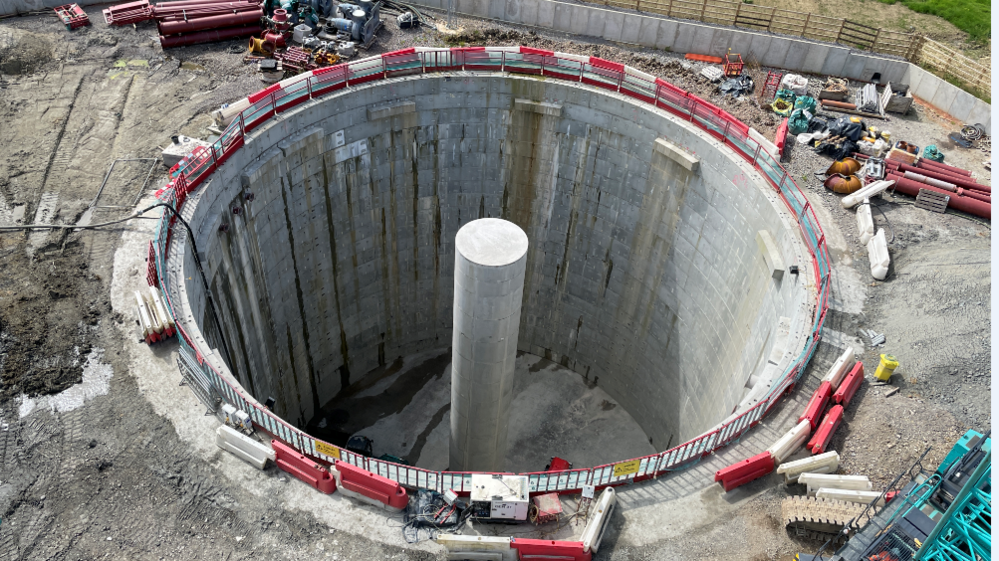 A large underground concrete water tank 