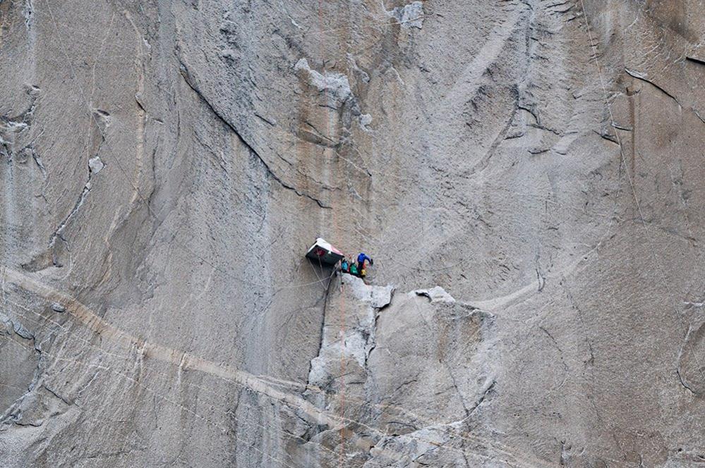 Climbers on a cliff face