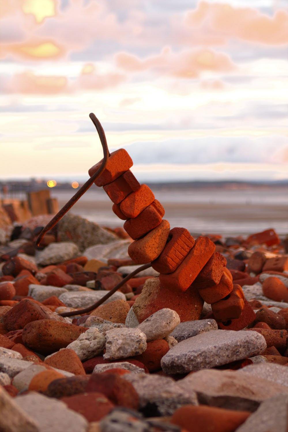 Bricks on a beach