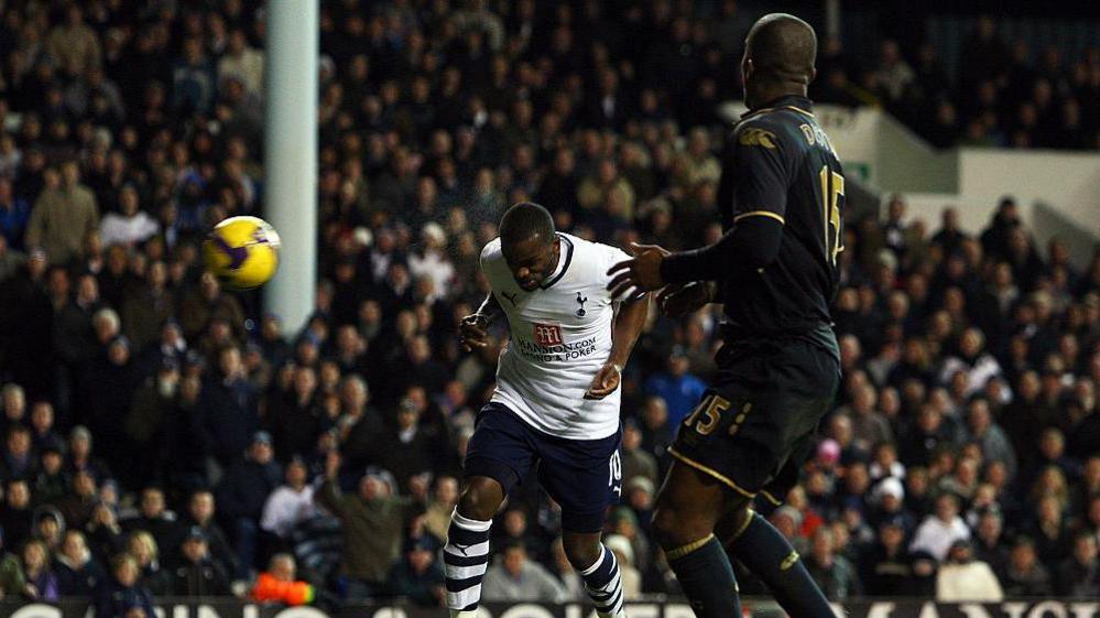 Darren Bent missing a late chance for Tottenham against Portsmouth in 2009