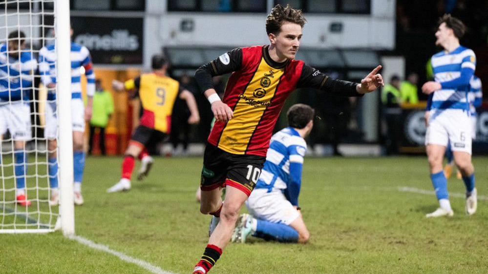 Logan Chalmers celebrates after scoring for Partick Thistle against Greenock Morton