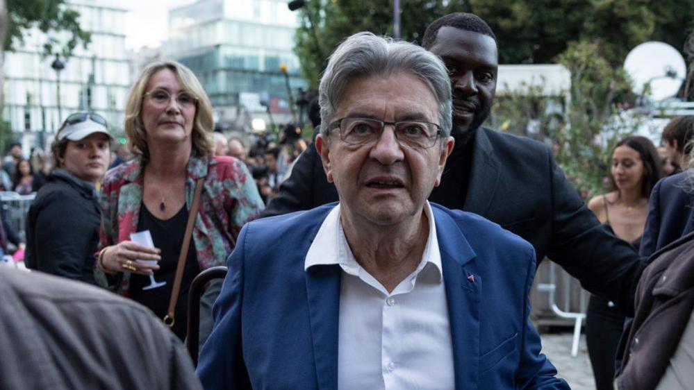 Melenchon in Paris after the vote share projections were released