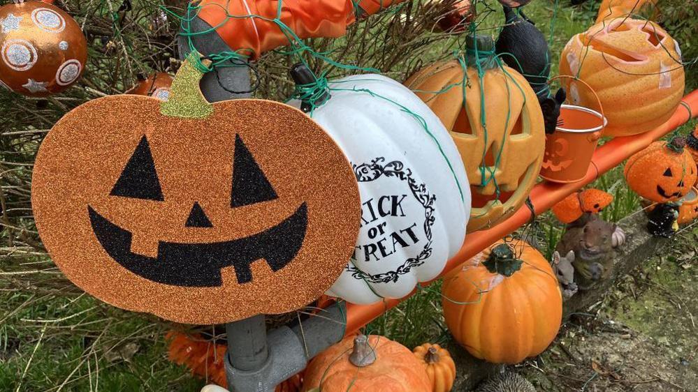 Pumpkin decorations at a house in Acomb. York 