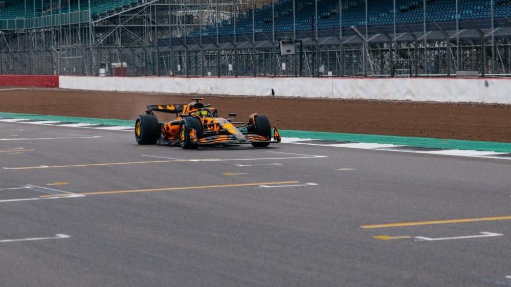 Lando Norris drives the new McLaren at Silverstone 