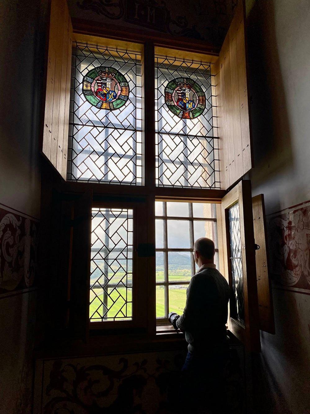 Man at a window in Stirling Castle