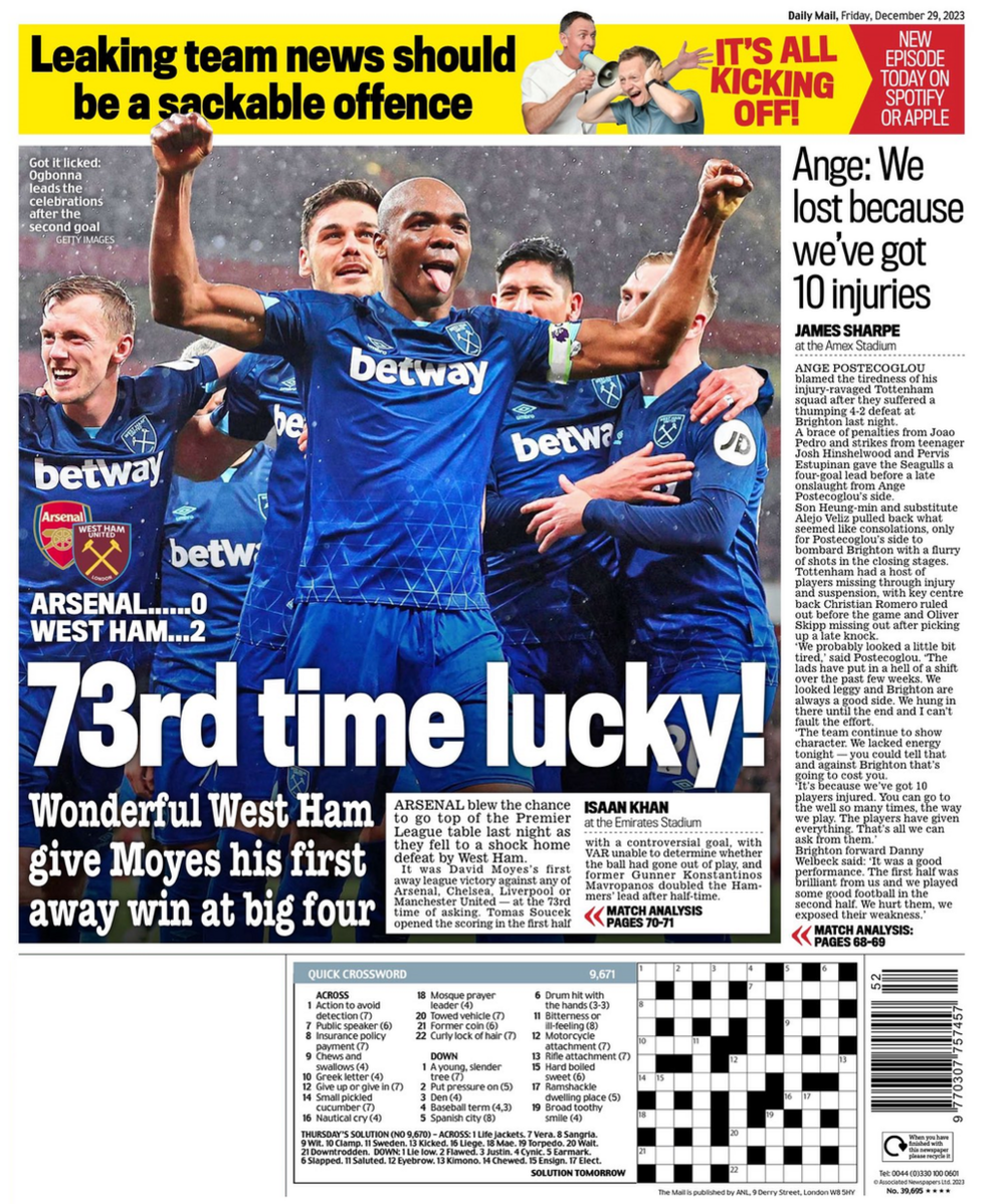 Daily Mail back page - 29 December 2023