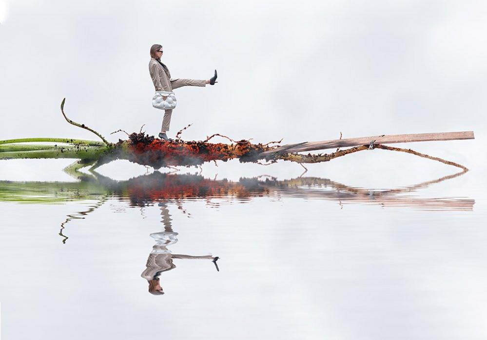 Composite image of a woman walking on a carrot