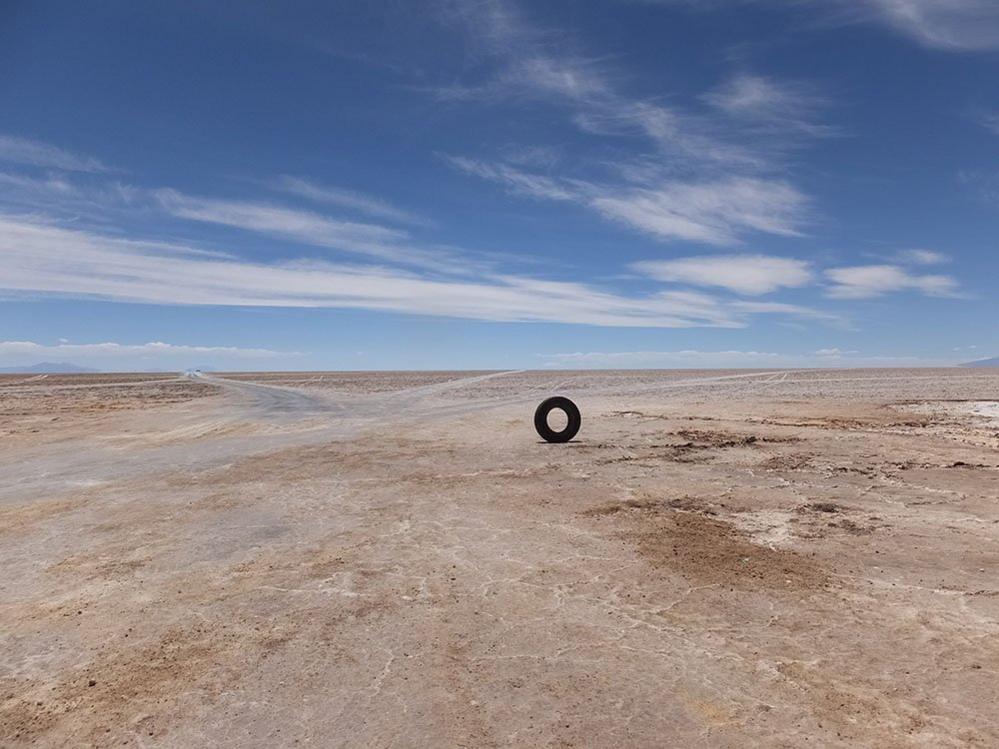 Tyre in an empty landscape