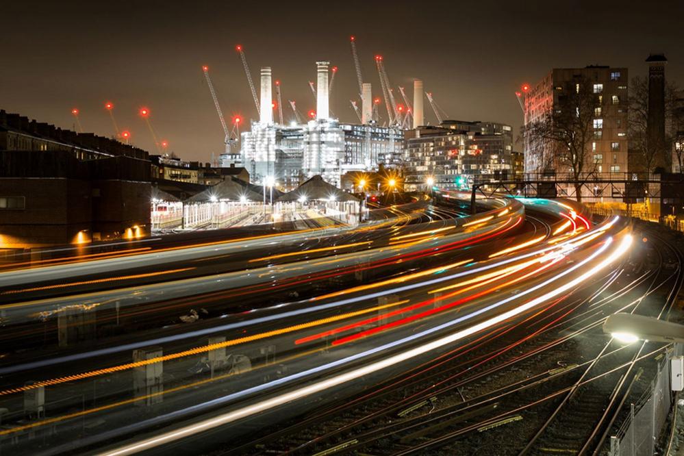 A view of Battersea Power Station taken from Victoria station