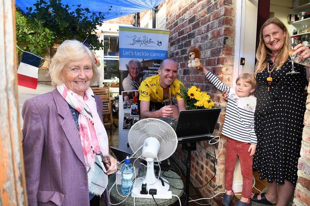 A photo of Keith, his wife Amber, son Caspian and Lady Elsie Robson