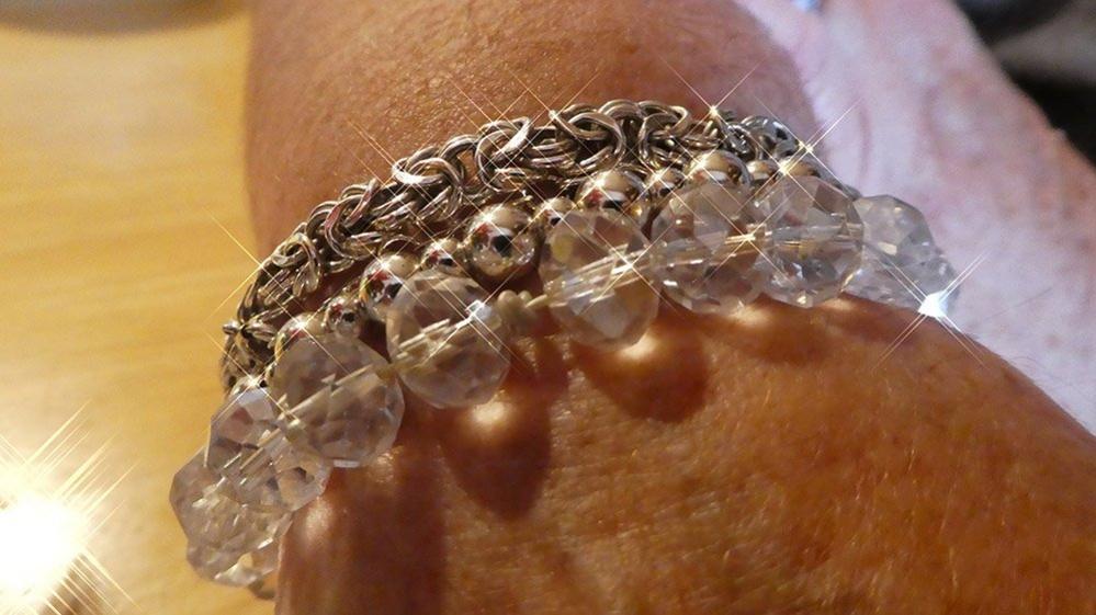 Sparkling bangle on wrist