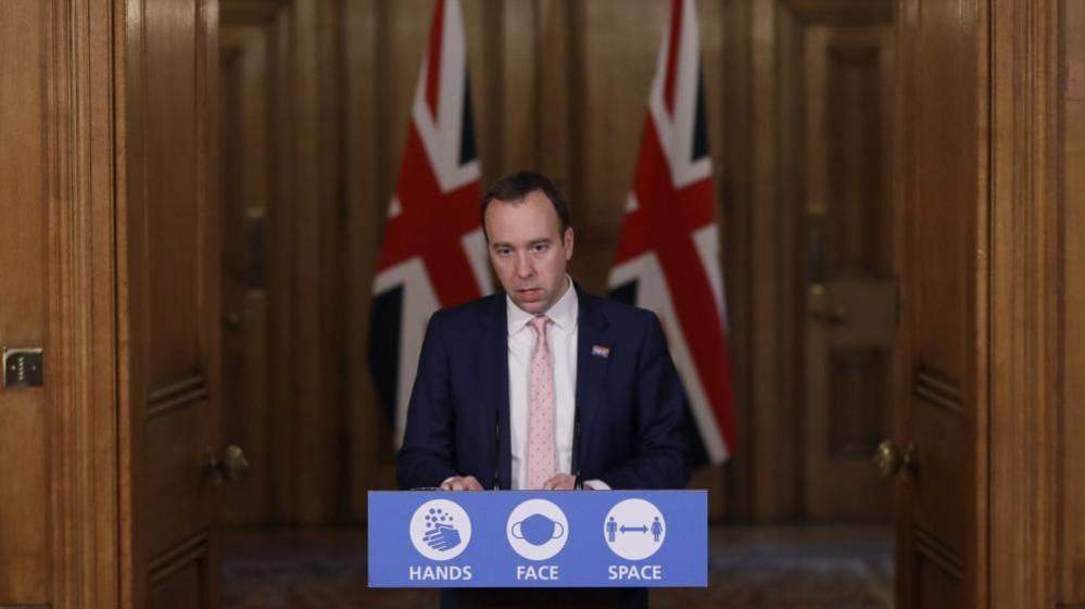 Matt Hancock during a Covid pandemic media briefing