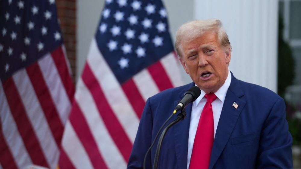 Republican presidential nominee and former U.S. President Donald Trump speaks during a press conference at Trump National Golf Club