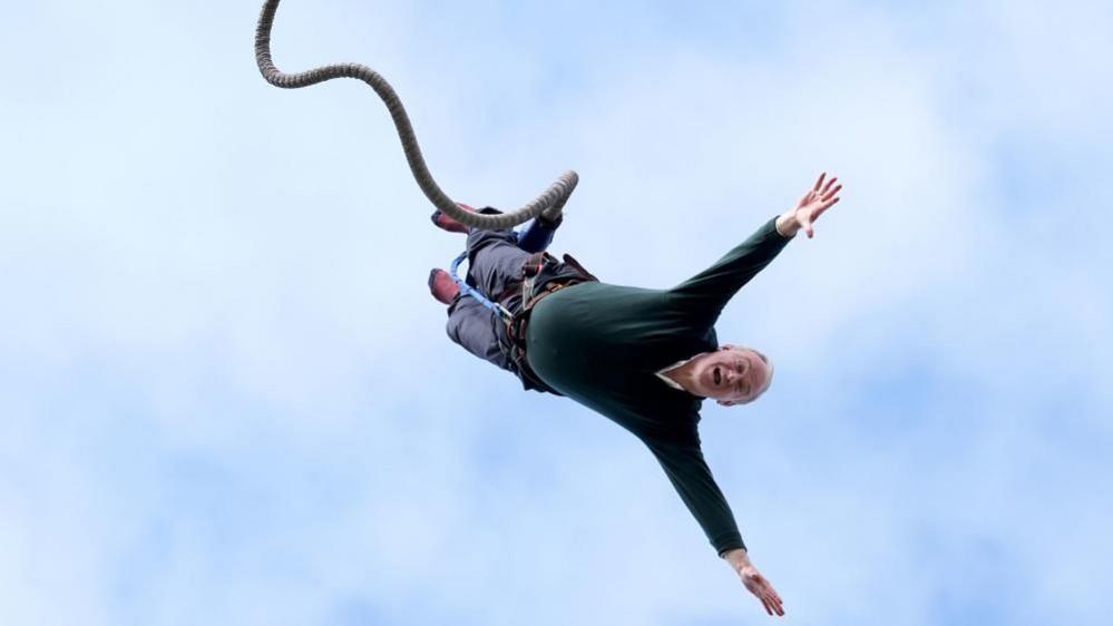 Sir Ed Davey bungee jumping