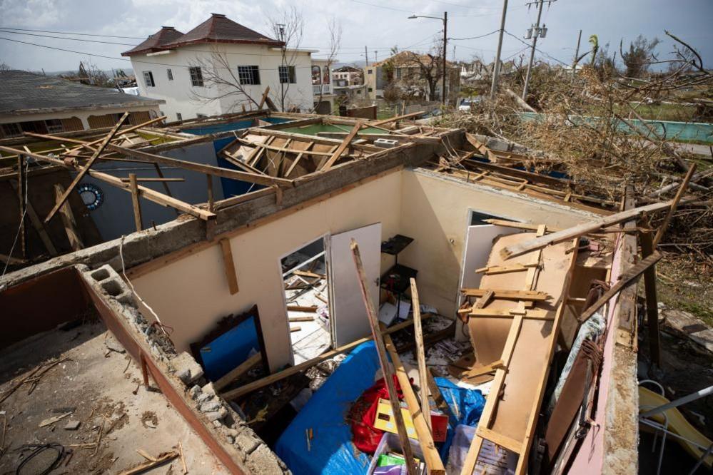 Home without roof destroyed in hurricane