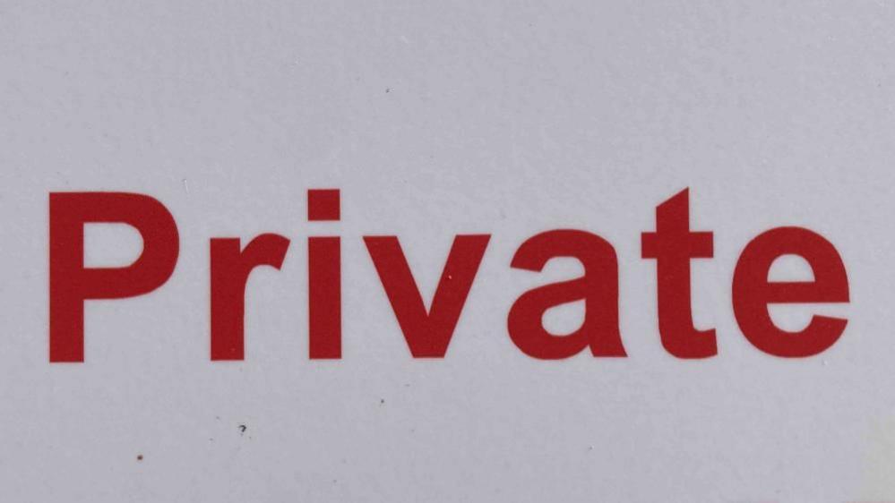 The word private written in red on a white background