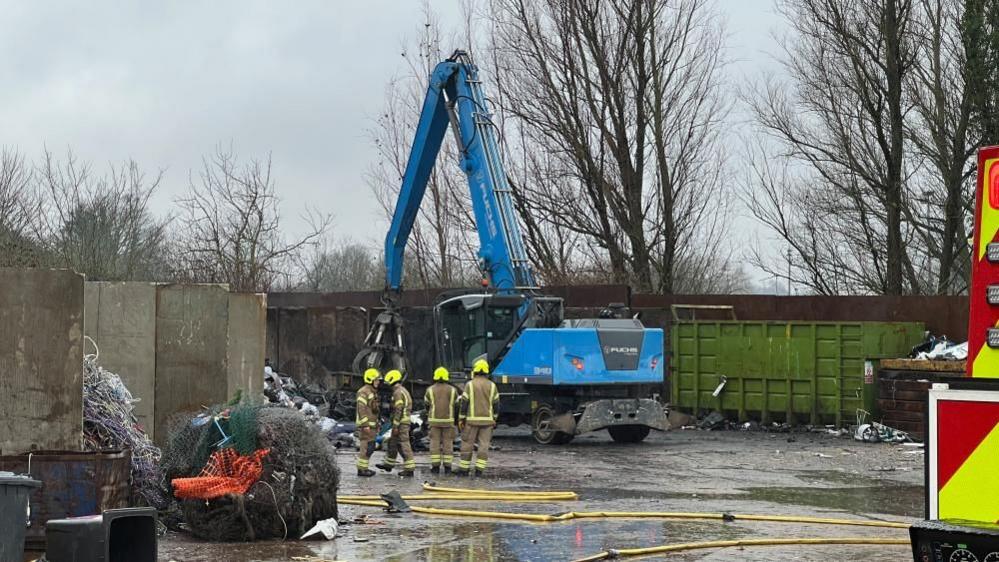 Firefighters at National Metal Centre, Hitchin, Hertfordshire