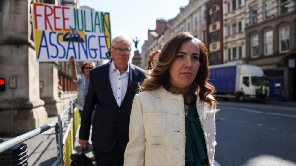 Stella Assange at protest