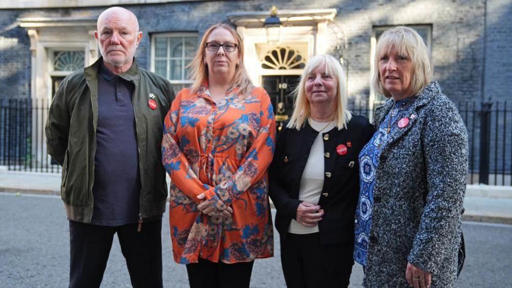 (left to right) Steve Kelly, Charlotte Hennessy, Margaret Aspinall and Sue Roberts in Downing Street, London, after a meeting with Prime Minister Sir Keir Starmer following the announcement of the Hillsborough Law.