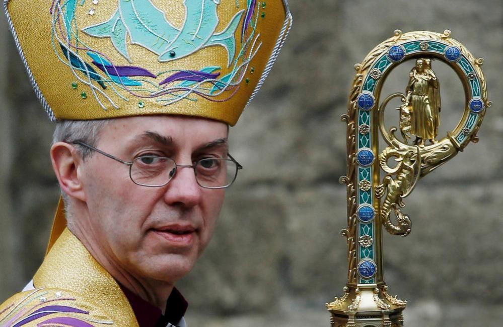 Archbishop of Canterbury Justin Welby in his full golden vestments. 