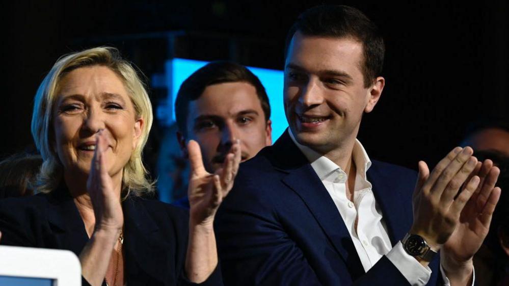 French far-right Rassemblement National (RN) party's President and RN leading candidate for the European union (EU) parliamentary elections Jordan Bardella