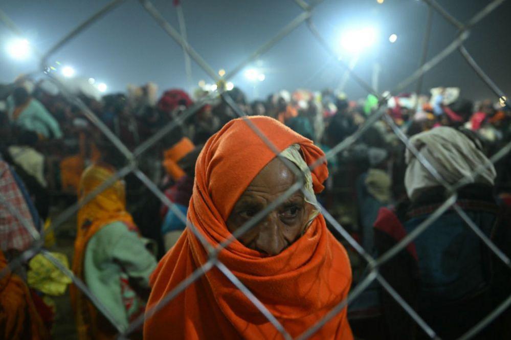  A devotee stands at the site of stampede amid the ongoing Maha Kumbh Mela festival in Prayagraj on January 29, 2025. 