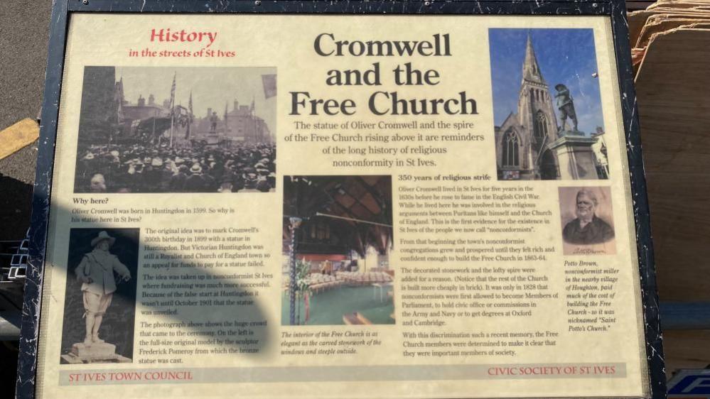 Cromwell information board in St Ives