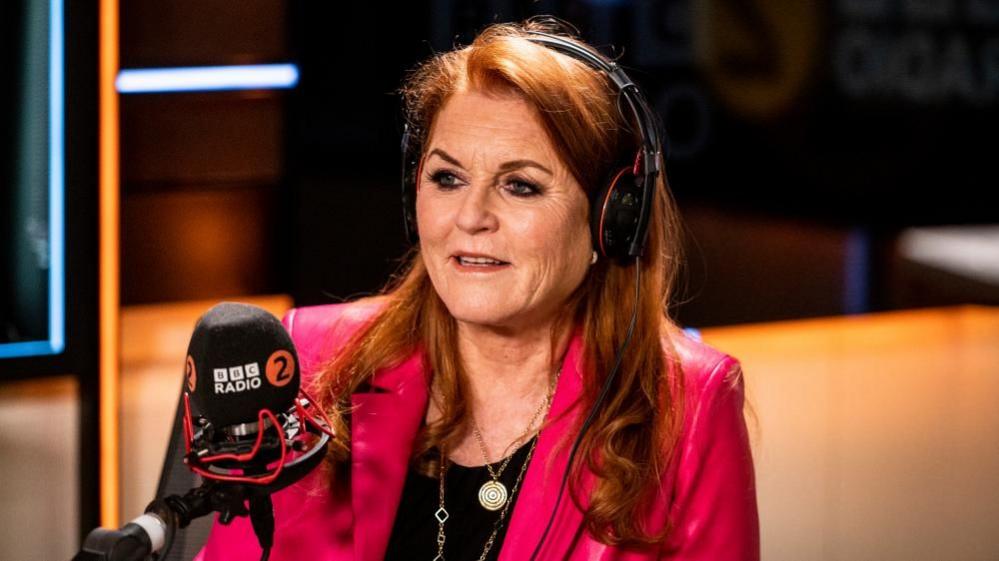 Sarah Ferguson being interviewed on BBC Radio 2 