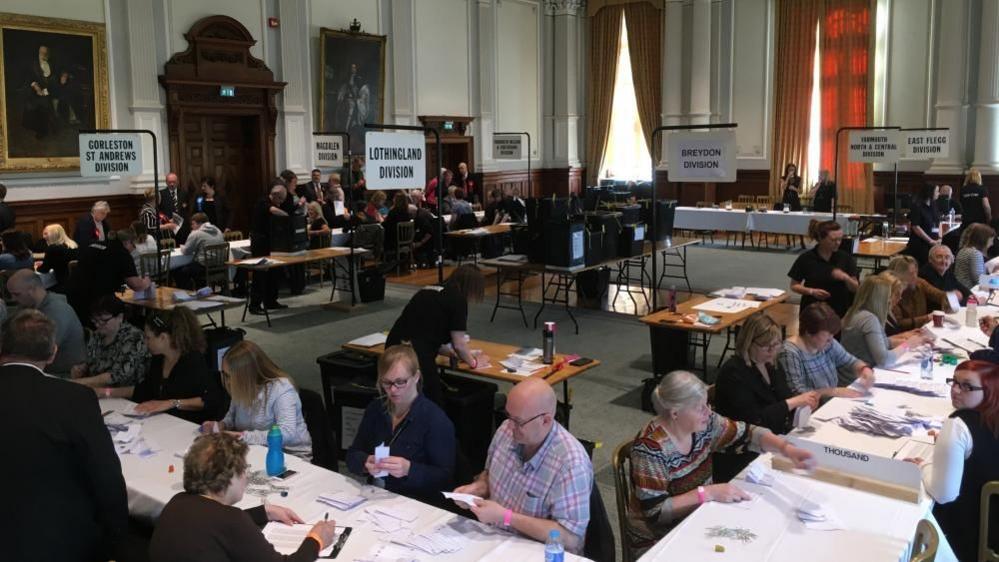 Council staff counting votes after an election