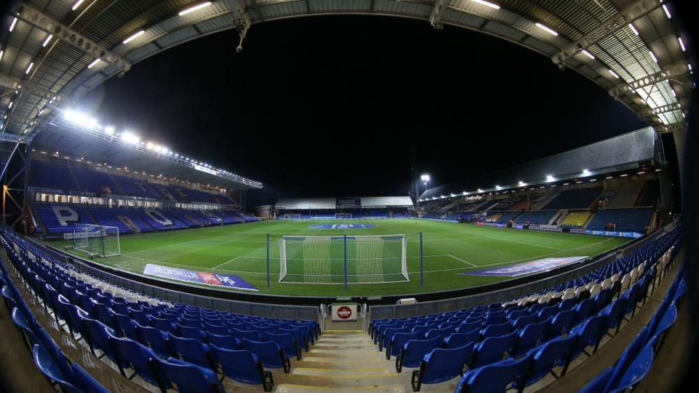 Empty blue chairs in the stand at Peterborough United's Weston Homes Stadium