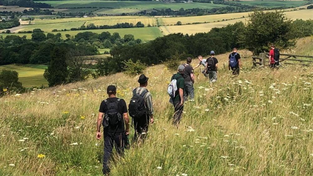 Participants in Wiltshire Wellbeing in nature earlier this year