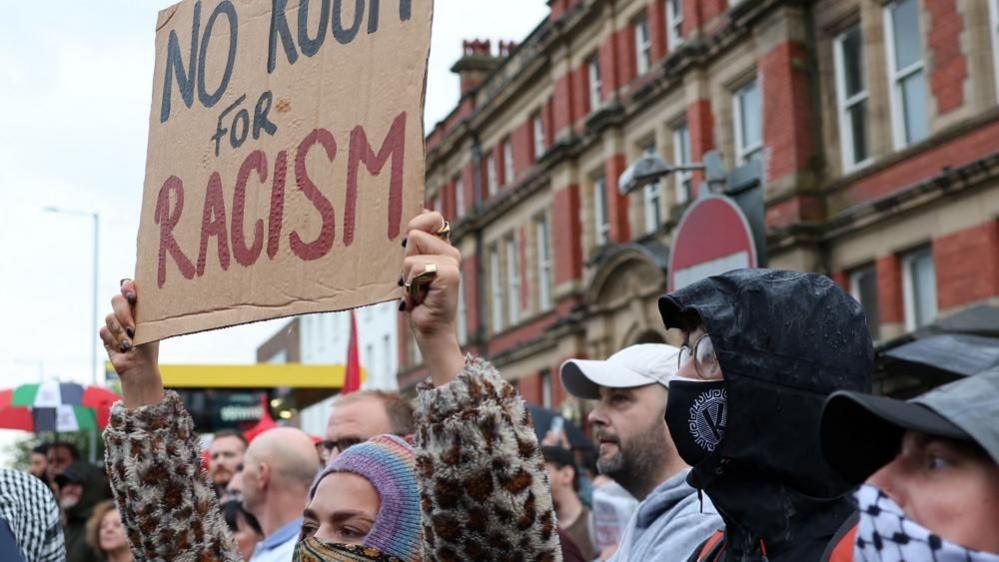 Protersters outside mosque in Liverpool