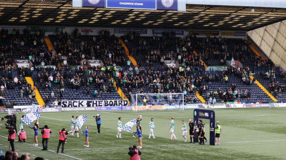 There were notable gaps in the Celtic away end for the first 12 minutes at Rugby Park