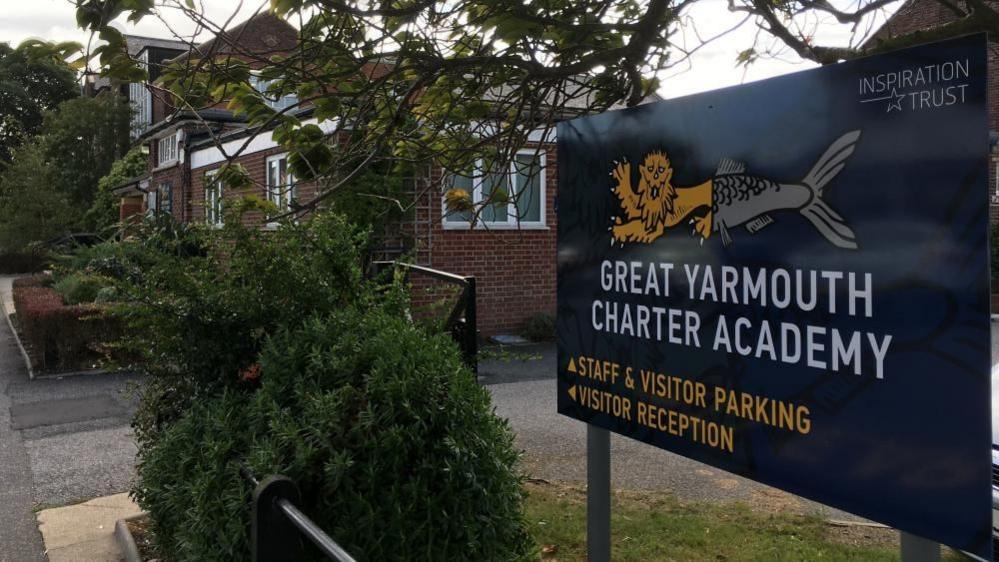 Sign and entrance to Great Yarmouth Charter Academy