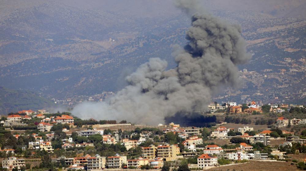 Smoke billows over Khiam, Lebanon 