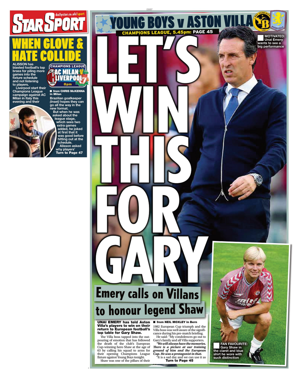 Daily Star back page 17/09/24