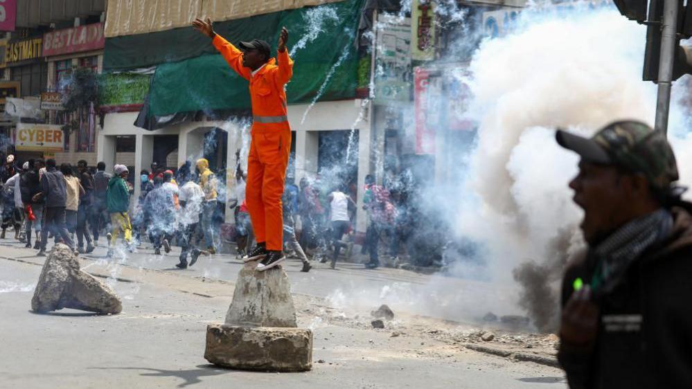 Anti-government demonstrators take to the streets of Nairobi