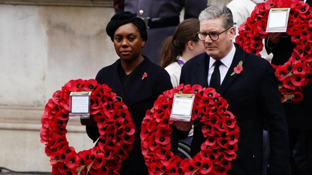 Badenoch and Starmer hold wreaths