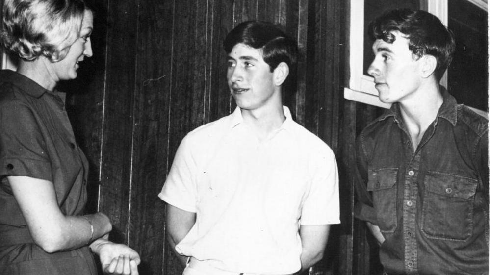 The then Prince Charles at Timbertop school in the Victorian Alps, Australia, with matron Sister Norma Bryant and his room mate Stewart McGregor