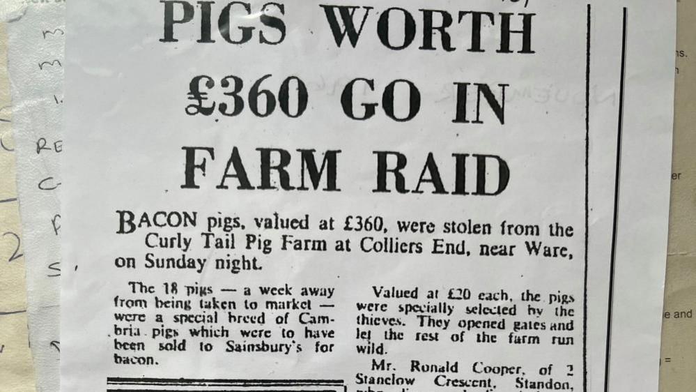 A cutting from Hertfordshire Mercury 