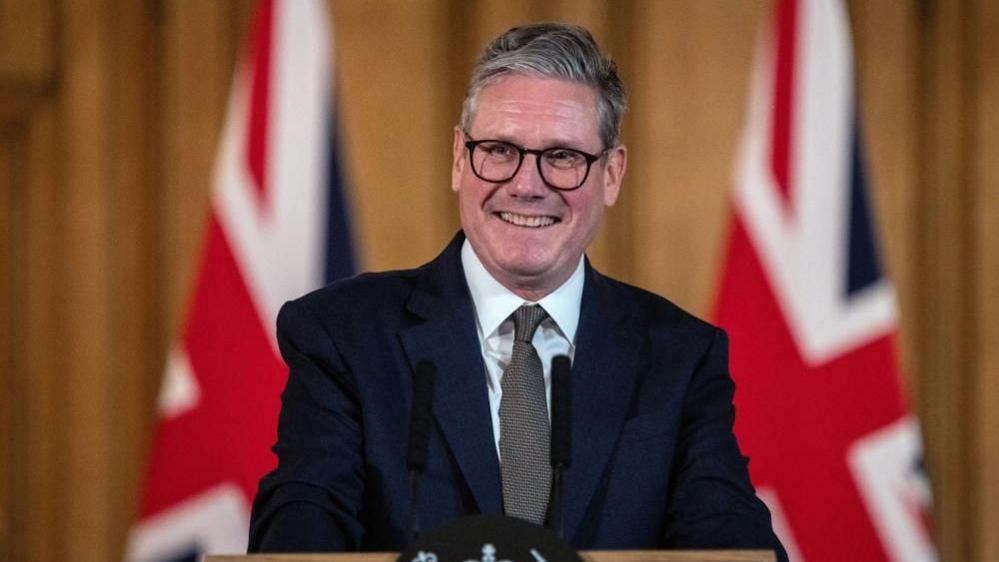 Britain's Prime Minister Keir Starmer holds a news conference following his first cabinet meeting, at Downing Street in London, Britain, 06 July 2024.