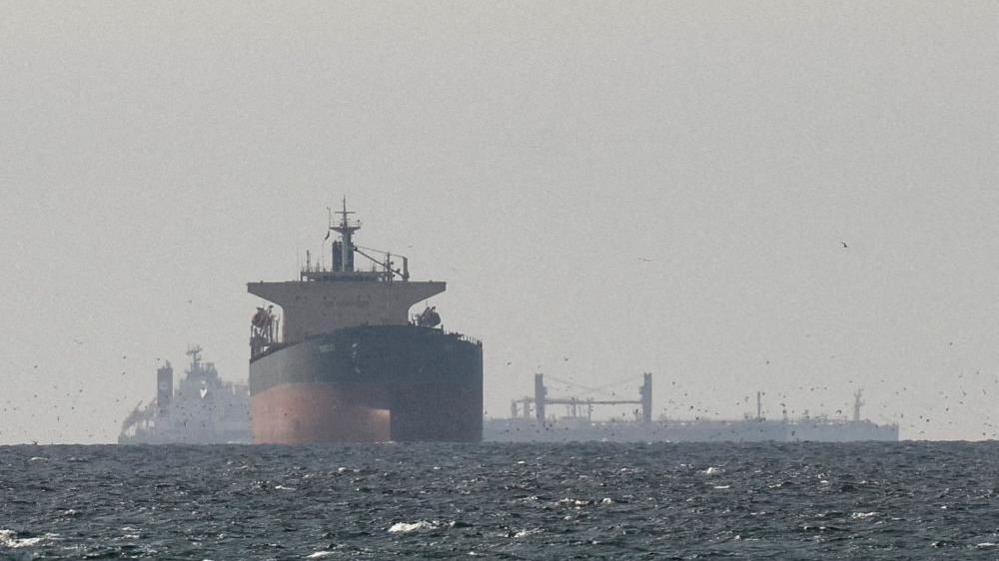 Ships in the Strait of Hormuz on 14 April